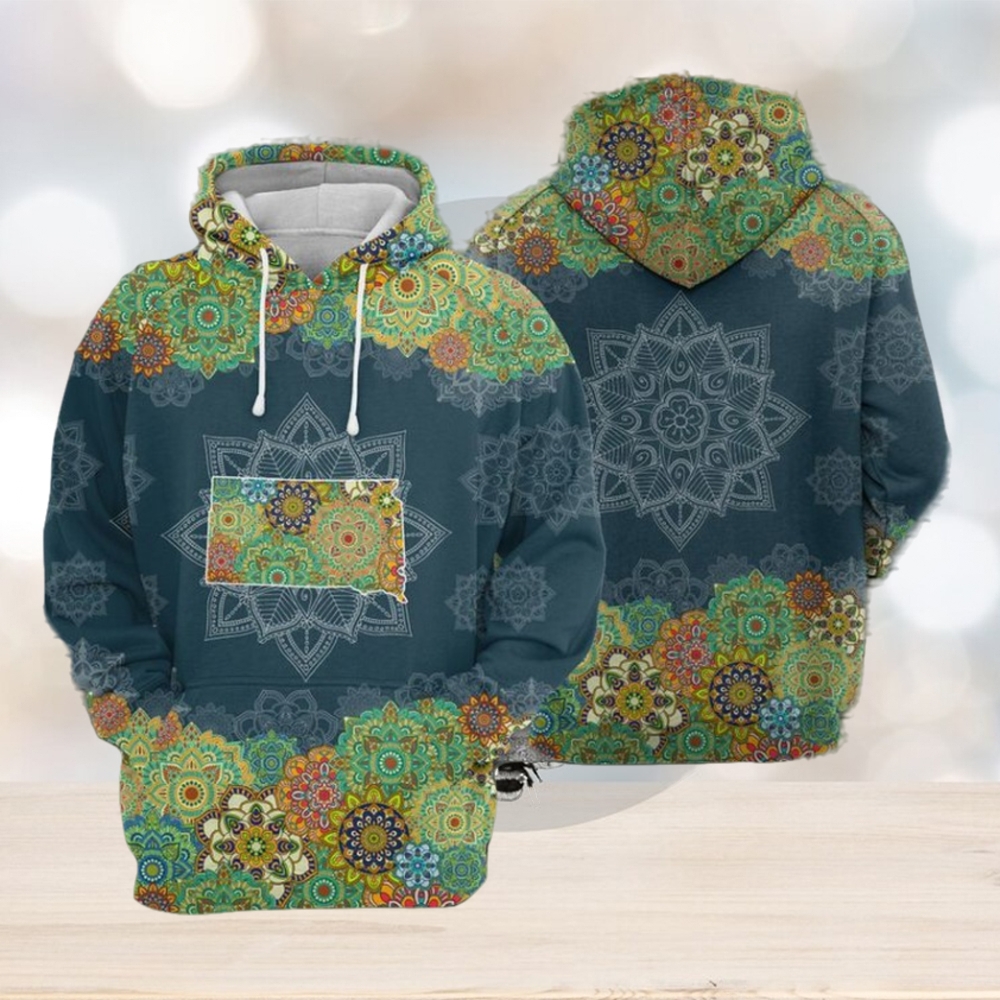 South Dakota Floral Mandala 3D Printed Hoodie South Dakota Floral Mandala 3D Printed Hoodie
