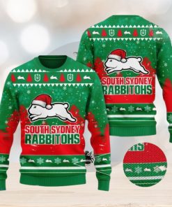 South Sydney Rabbitohs Logo Wearing Santa Hat 3D Ugly Christmas Sweater Christmas Gift Men And Women 2023 Sweater