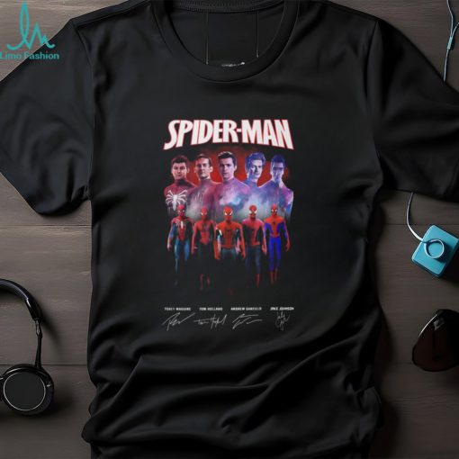 Spider Man Tobey Maguire, Tom Holland, Andrew Garfield And Jake Johnson T Shirt