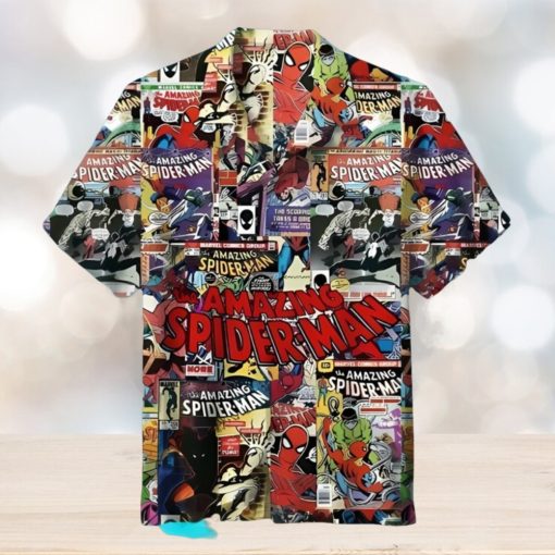 Spiderman Hawaiian Shirt Men, Superhero Short Sleeve Hawaiian Aloha Shirt