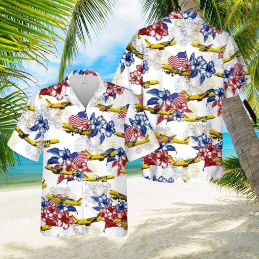 Spirit Airlines Airbus A319 4th Of July Hawaiian Shirt Summner Vacation Shirt