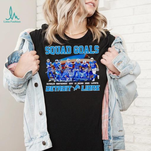 Squad goals Detroit Lions Reynolds Montgomery Goff St Brown signatures shirt