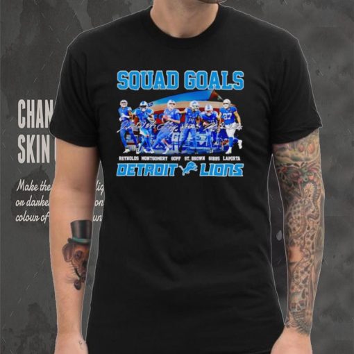 Squad goals Detroit Lions Reynolds Montgomery Goff St Brown signatures shirt