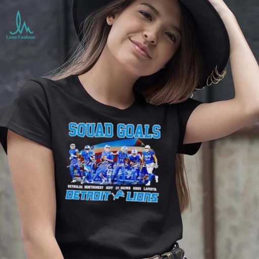 Squad goals Detroit Lions Reynolds Montgomery Goff St Brown signatures shirt