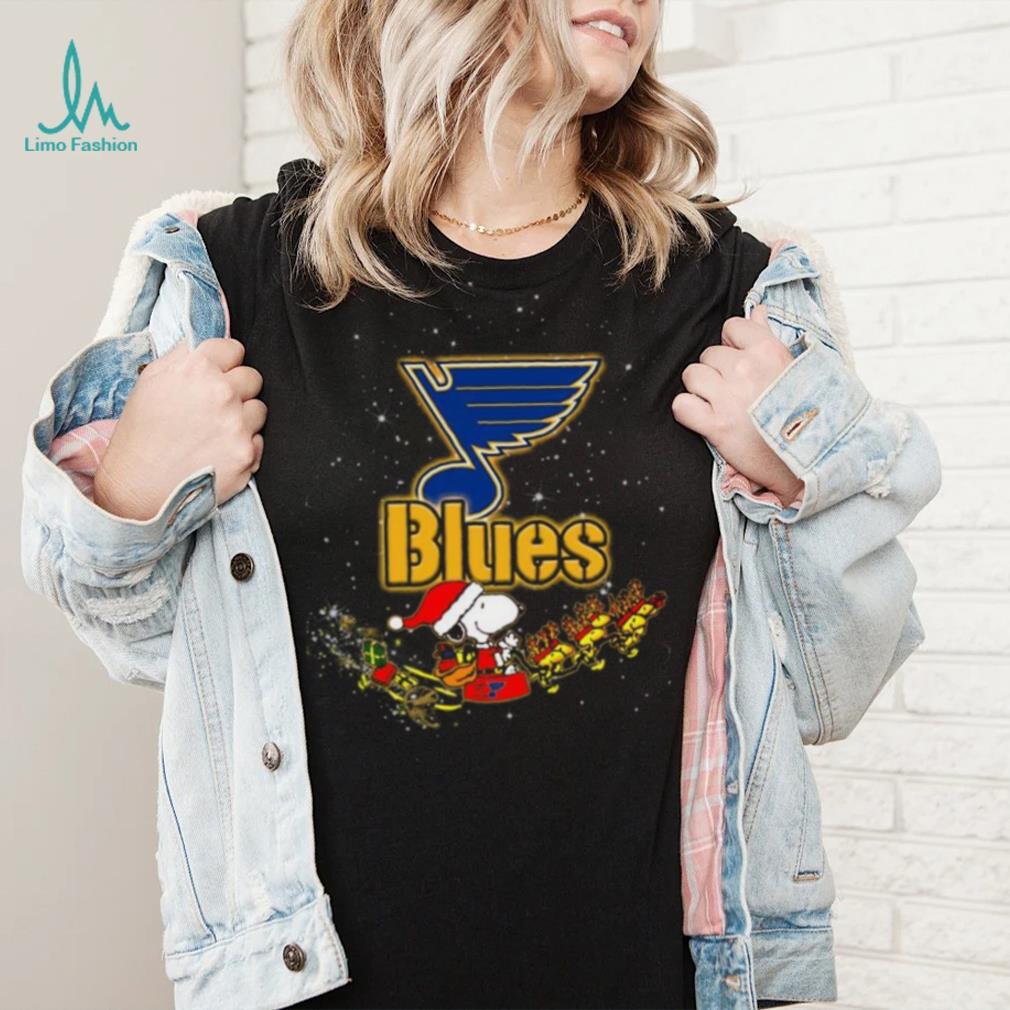 St. Louis Blues NHL Santa Snoopy and Woodstock Christmas Shirt St. Louis Blues NHL Santa Snoopy and Woodstock Christmas Shirt
