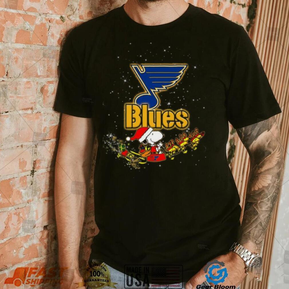 St. Louis Blues NHL Santa Snoopy and Woodstock Christmas Shirt St. Louis Blues NHL Santa Snoopy and Woodstock Christmas Shirt