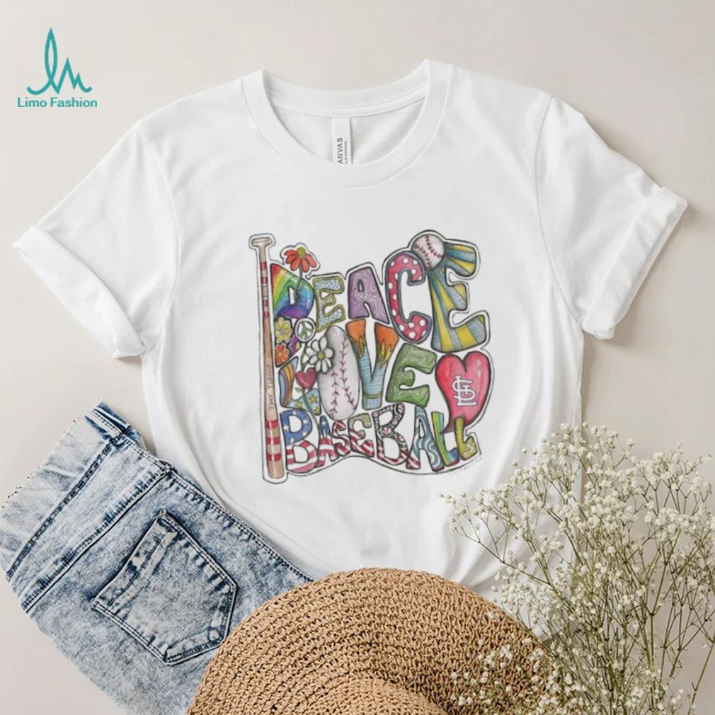 St. Louis Cardinals Tiny Turnip Peace Love Baseball T Shirt St. Louis Cardinals Tiny Turnip Peace Love Baseball T Shirt