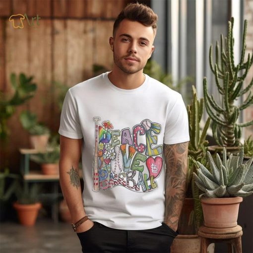 St. Louis Cardinals Tiny Turnip Peace Love Baseball T Shirt