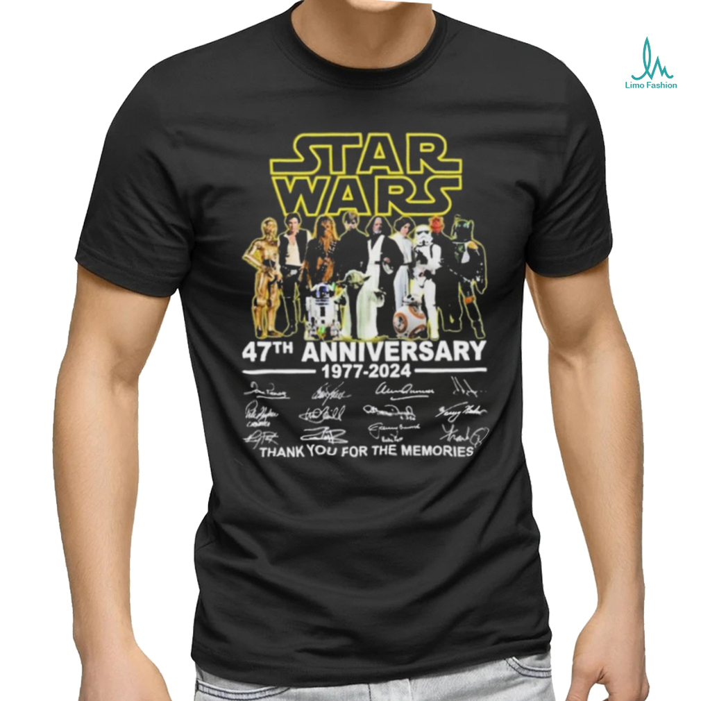 Star Wars 47th Anniversary 1977 – 2024 Signatures Thank You For The Memories T shirt Star Wars 47th Anniversary 1977 – 2024 Signatures Thank You For The Memories T shirt