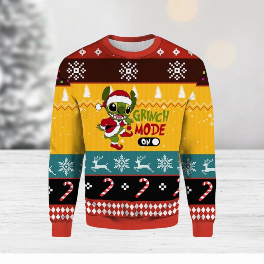 Stitch Grinch Mode On Ugly Christmas Sweater Limotees