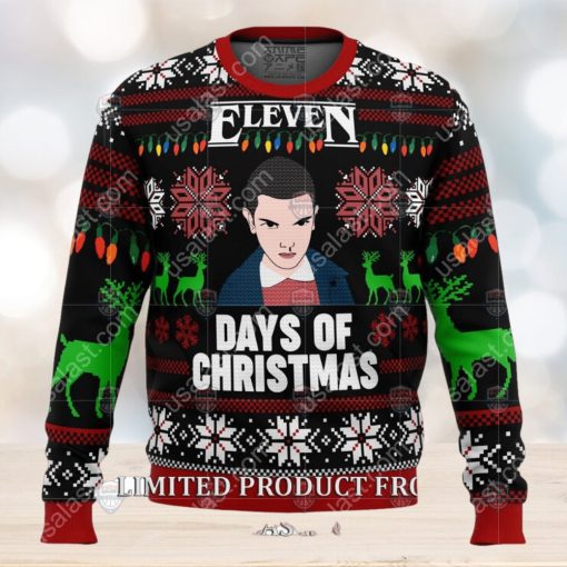 Stranger Things Eleven Days Of Christmas Ugly Christmas Sweater