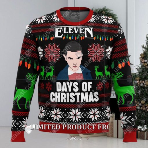 Stranger Things Eleven Days Of Christmas Ugly Christmas Sweater