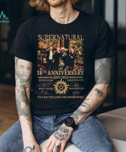 Supernatural 18th Anniversary 2005 – 2023 Jensen Ackles, Misha Collins, Jared Padalecki And Mark Sheppard Thank You For The Memories T Shirt