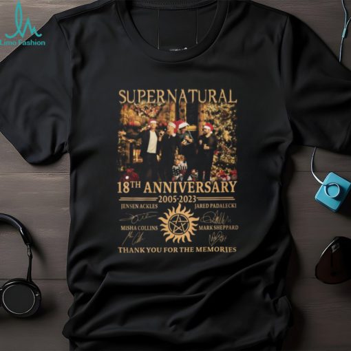 Supernatural 18th Anniversary 2005 – 2023 Jensen Ackles, Misha Collins, Jared Padalecki And Mark Sheppard Thank You For The Memories T Shirt