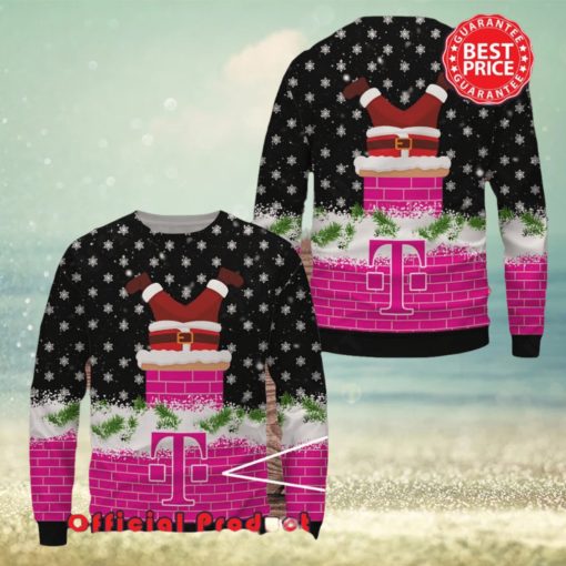T Mobile Wool Santa Claus In Funnels Logo Ugly Christmas Sweater