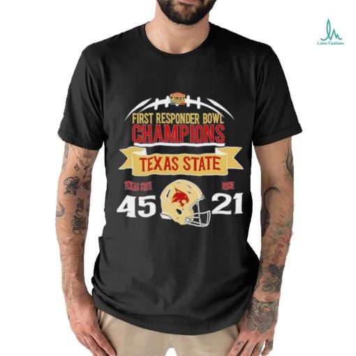 TRENDING Texas State Bobcats first responder bowl champions 2023 win Rice Owls 45 21 shirt