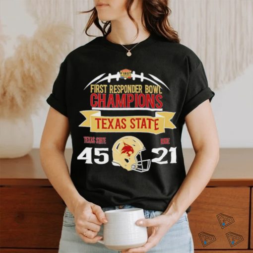 TRENDING Texas State Bobcats first responder bowl champions 2023 win Rice Owls 45 21 shirt