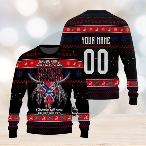 Take Your Time Don’t Live Too Fast Lynyrd Skynyrd Christmas Will Come And They Will Pass Ugly Sweater