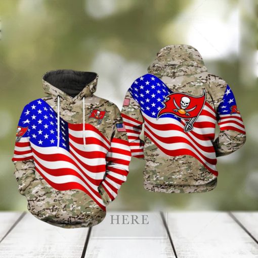 Tampa Bay Buccaneers NFL US Flag Camo Veteran Team 3D Printed Hoodie