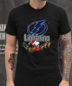Tampa Bay Lightning NHL Santa Snoopy and Woodstock Christmas T Shirt