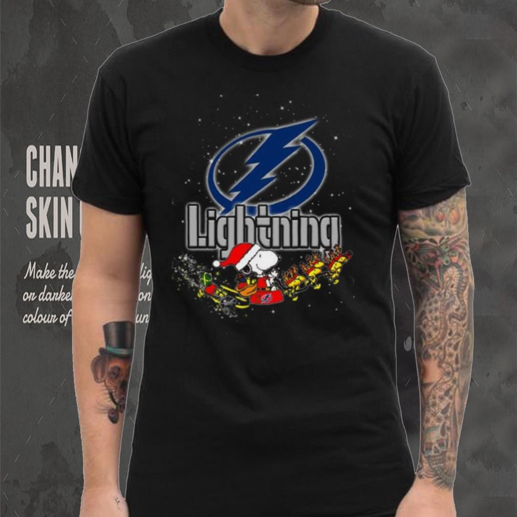 Tampa Bay Lightning NHL Santa Snoopy and Woodstock Christmas T Shirt Tampa Bay Lightning NHL Santa Snoopy and Woodstock Christmas T Shirt
