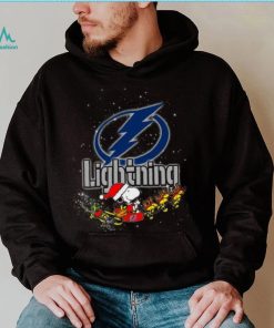 Tampa Bay Lightning NHL Santa Snoopy and Woodstock Christmas T Shirt, hoodie, sweater, long sleeve and tank top Tampa Bay Lightning NHL Santa Snoopy and Woodstock Christmas T Shirt