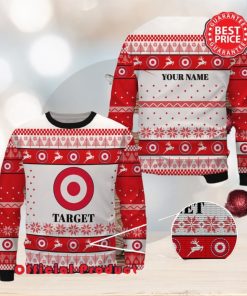 Target Custom Name White Design Logo Reindeer Ugly Christmas Sweater