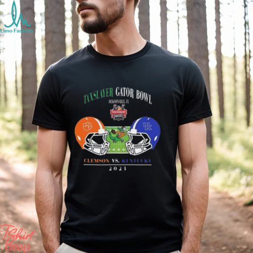 Taxslayer Gator Bowl 2023 Clemson Tigers Vs Kentucky University Tiaa Bank Field Jacksonville Fl College Bowl Games Head To Head Helmet T shirt
