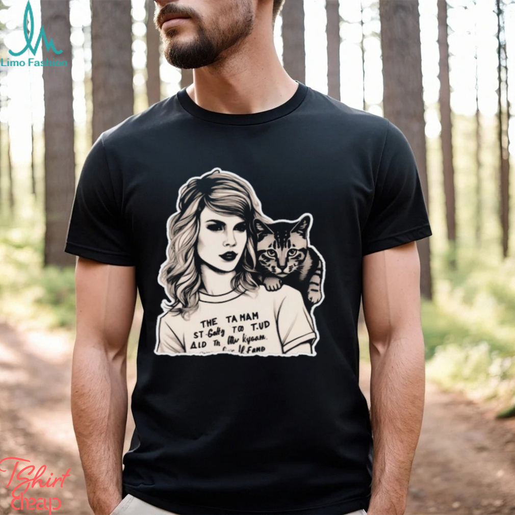 Taylor Swift And Cat Portrait Comfort Color Shirt Black White Design Swiftie Classic Taylor Swift And Cat Portrait Comfort Color Shirt Black White Design Swiftie Classic