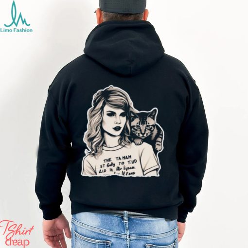 Taylor Swift And Cat Portrait Comfort Color Shirt Black White Design Swiftie Classic