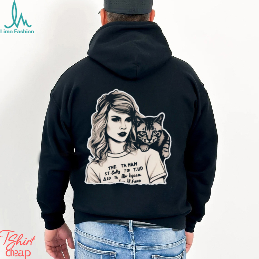 Taylor Swift And Cat Portrait Comfort Color Shirt Black White Design Swiftie Classic Taylor Swift And Cat Portrait Comfort Color Shirt Black White Design Swiftie Classic