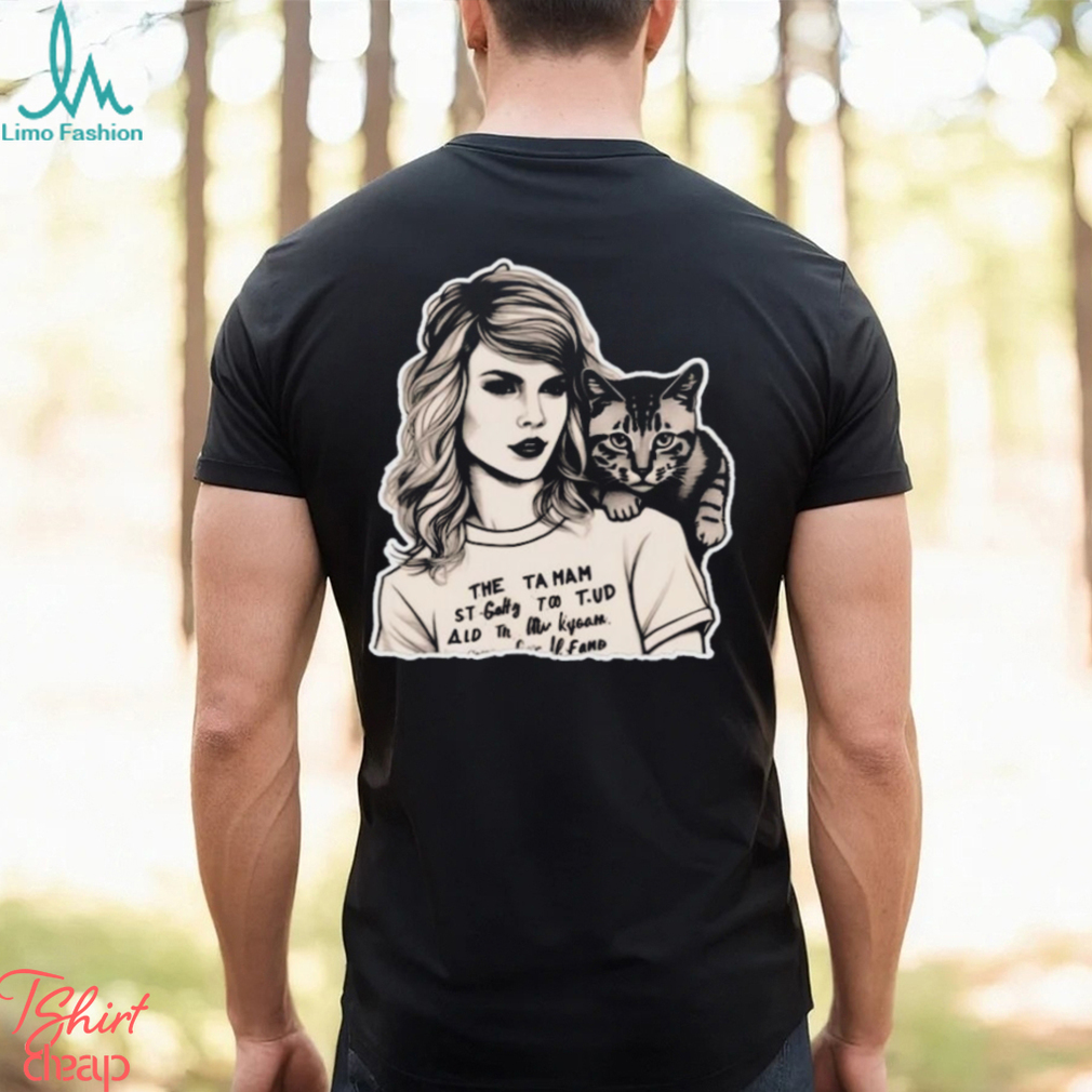 Taylor Swift And Cat Portrait Comfort Color Shirt Black White Design Swiftie Classic Taylor Swift And Cat Portrait Comfort Color Shirt Black White Design Swiftie Classic