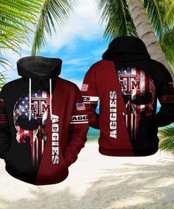 Texas A&M Aggies NCAA US Flag Skull 3D Printed Hoodie