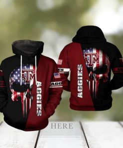 Texas A&M Aggies NCAA US Flag Skull 3D Printed Hoodie