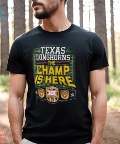 Texas Longhorns Fanatics Branded 2023 Big 12 Football Conference Champions WWE The Champ Is Here Gridiron T Shirt Hoodie Sweater