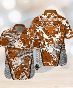 Texas Longhorns Fishing Short Sleeve Button Up Tropical Hawaiian Shirt