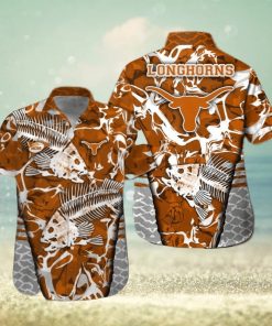 Texas Longhorns Fishing Short Sleeve Button Up Tropical Hawaiian Shirt