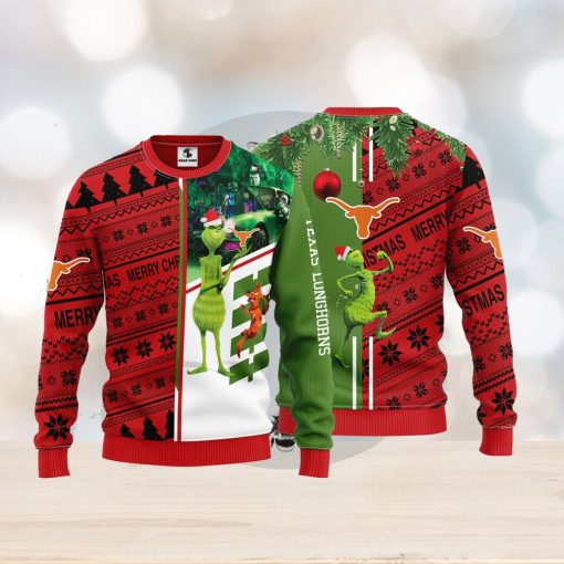 Texas Longhorns Grinch & Scooby doo Christmas Ugly Sweater 1