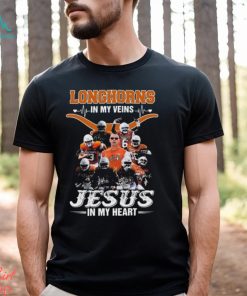 Texas Longhorns In My Veins Jesus In My Heart Signatures Shirt