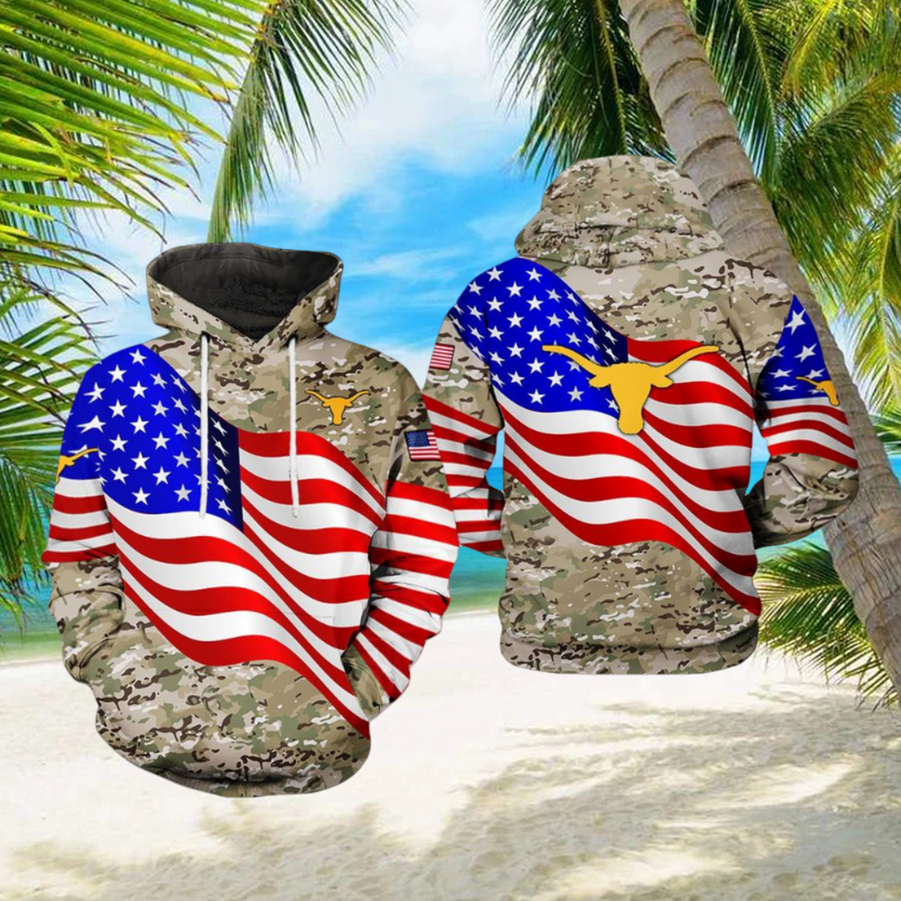 Texas Longhorns NCAA US Flag Camo Veteran 3D Printed Hoodie Texas Longhorns NCAA US Flag Camo Veteran 3D Printed Hoodie