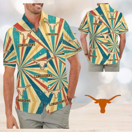 Texas Longhorns Retro Vintage Style Tropical Hawaiian Shirts for Summer Vacation