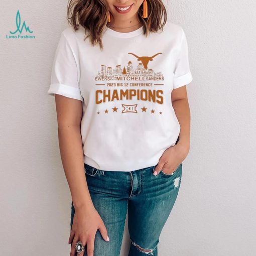 Texas Longhorns Skyline Players Name 2023 Big 12 Conference Football Champions Skyline Shirt