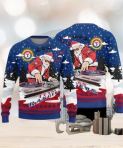 Texas Rangers Christmas Funny DJ Santa Ugly Sweater