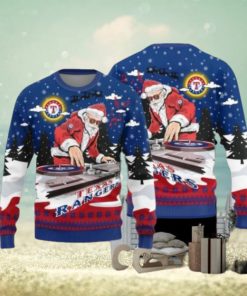 Texas Rangers Christmas Funny DJ Santa Ugly Sweater