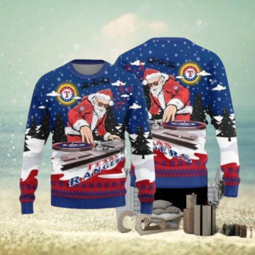 Texas Rangers Christmas Funny DJ Santa Ugly Sweater