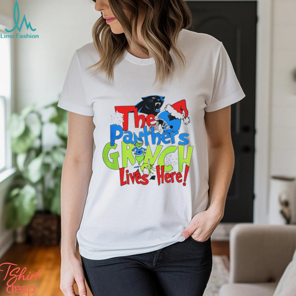The Carolina Panthers football Grinch lives here Merry Christmas shirt The Carolina Panthers football Grinch lives here Merry Christmas shirt