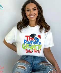 The Carolina Panthers football Grinch lives here Merry Christmas shirt