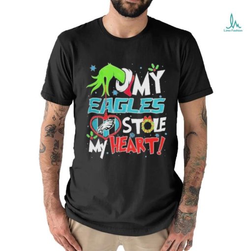 The Grinch Hand Hold Philadelphia Football Stole My Heart Christmas Shirt
