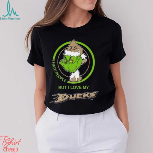 The Grinch I Hate People But I Love My Anaheim Ducks Logo T Shirt