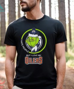 The Grinch I Hate People But I Love My Edmonton Oilers Logo T Shirt